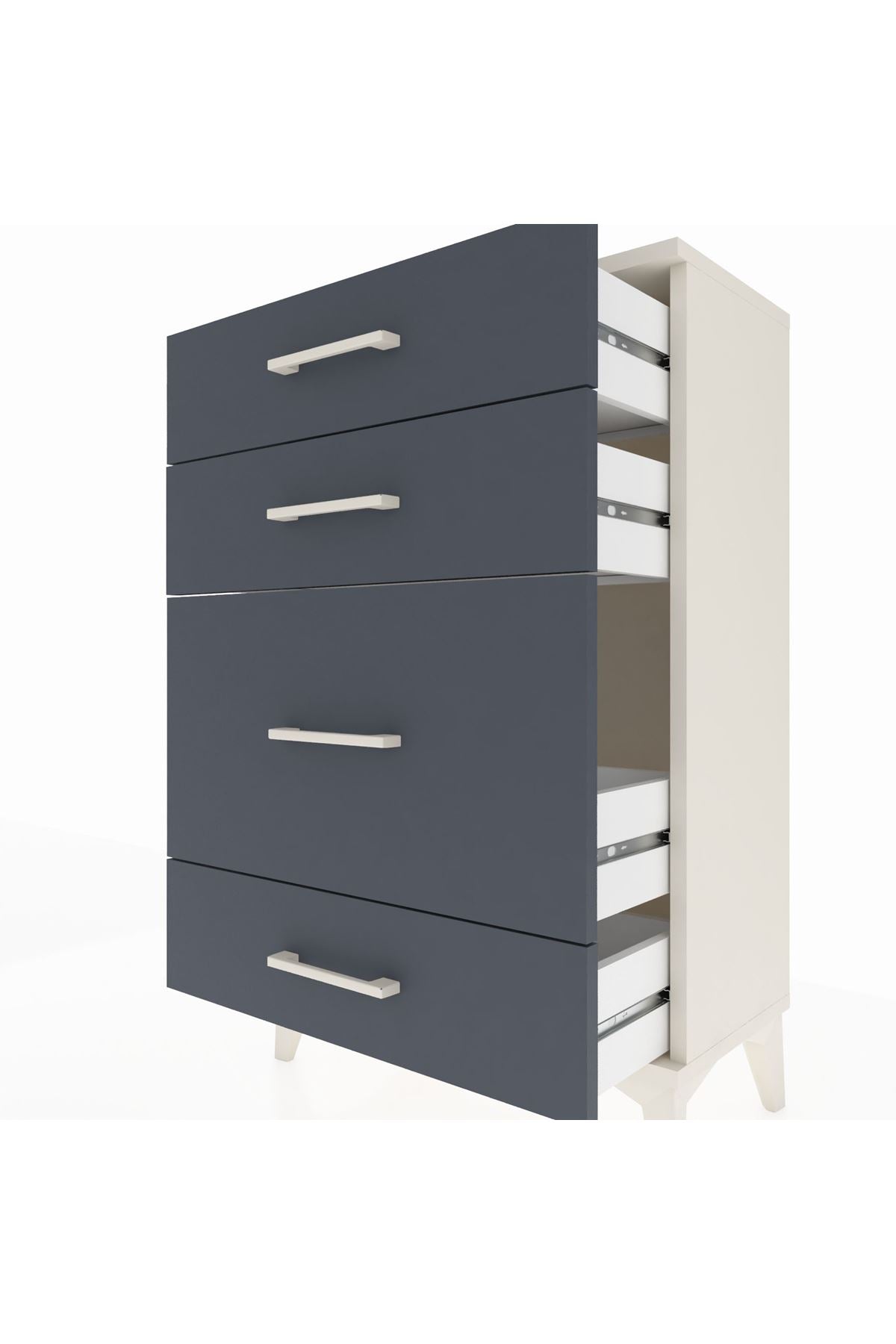 Arges Komodin 4 Çekmeceli 60x30x96 Aytaşı-Antrasit