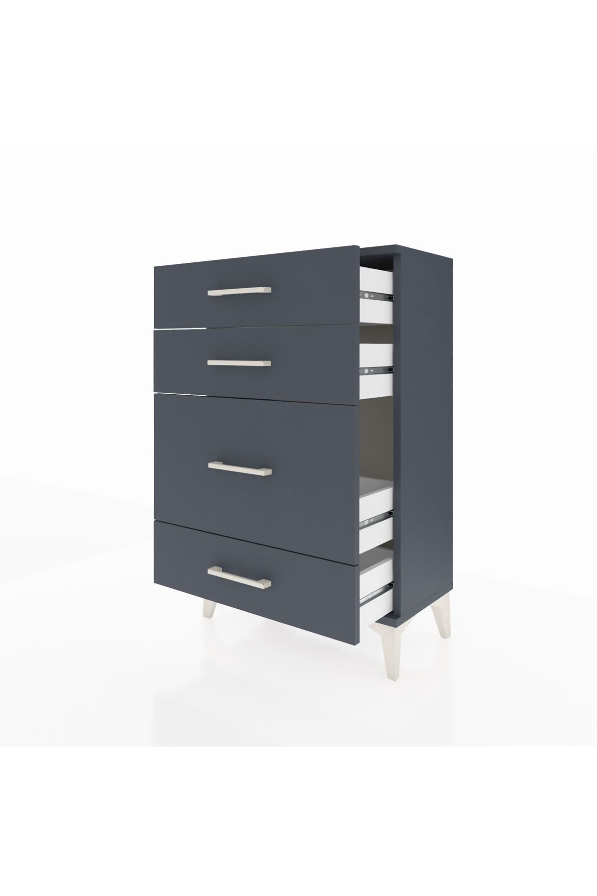 Arges Komodin 4 Çekmeceli 60x30x96 Antrasit-Antrasit