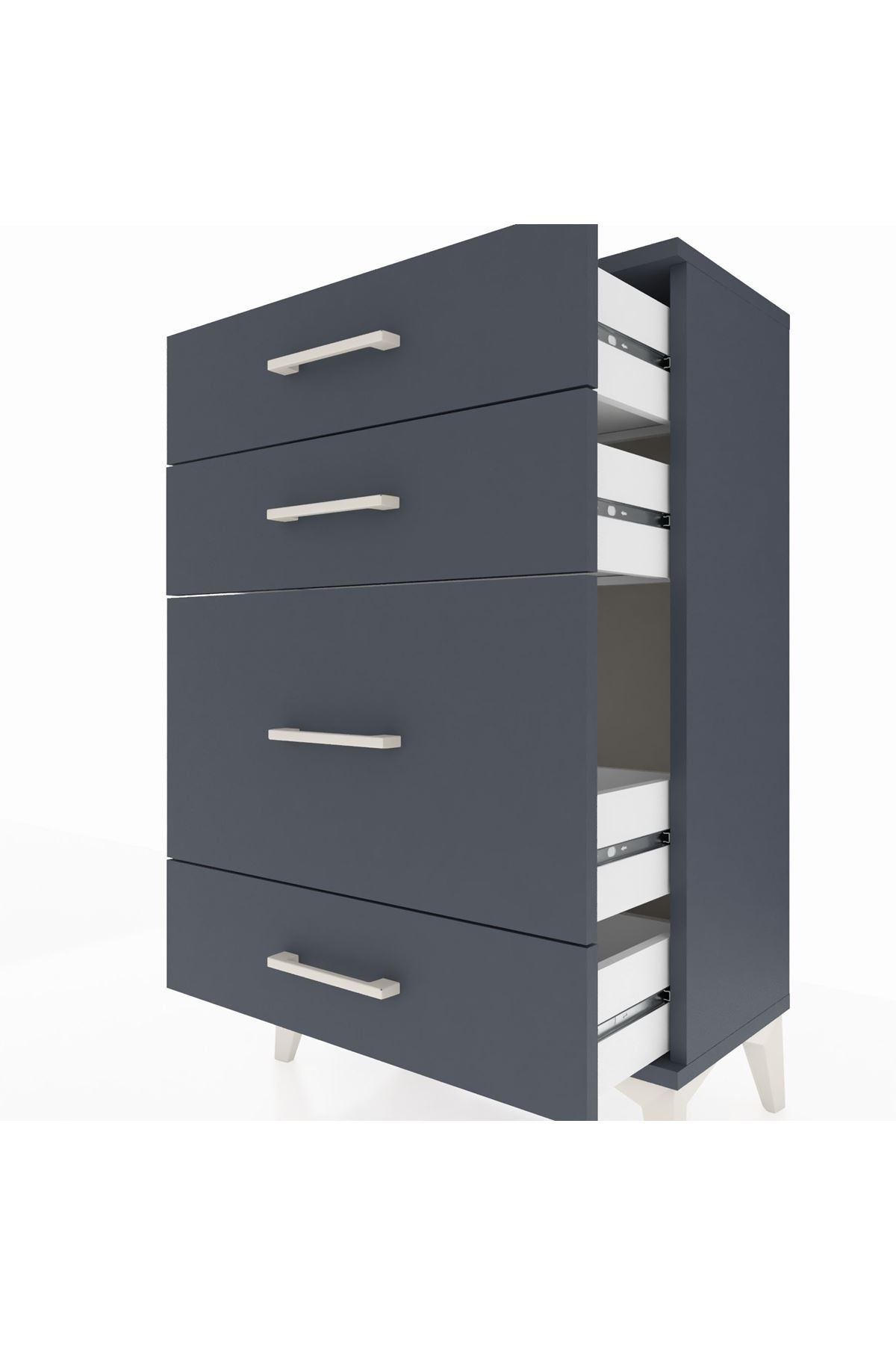 Arges Komodin 4 Çekmeceli 60x30x96 Antrasit-Antrasit