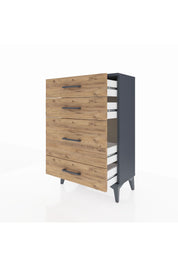 Arges Komodin 4 Çekmeceli 60x30x96 Antrasit-Çam