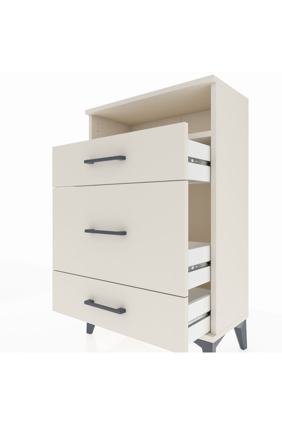 Arges Komodin Tek Raflı 3 Çekmeceli 60x30x96 Aytaşı-Aytaşı