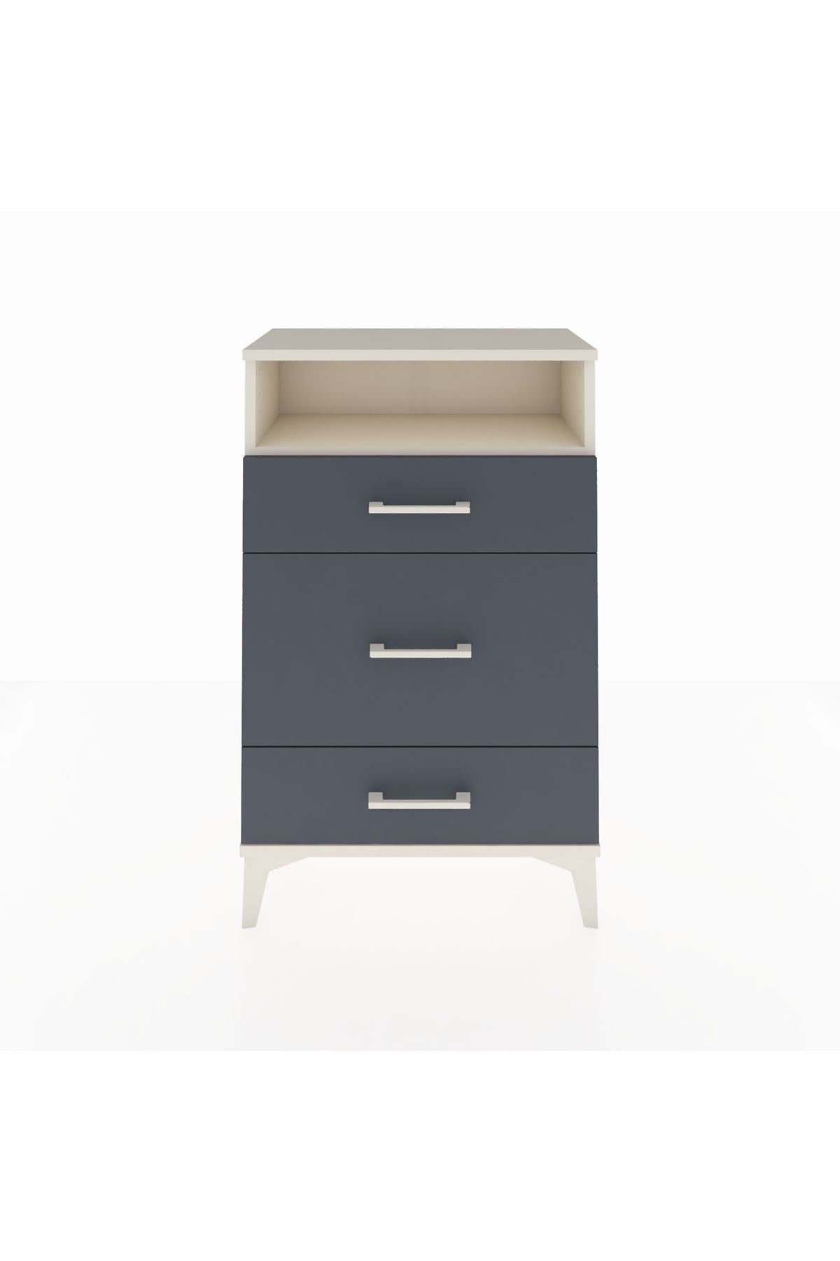 Arges Komodin Tek Raflı 3 Çekmeceli 60x30x96 Aytaşı-Antrasit