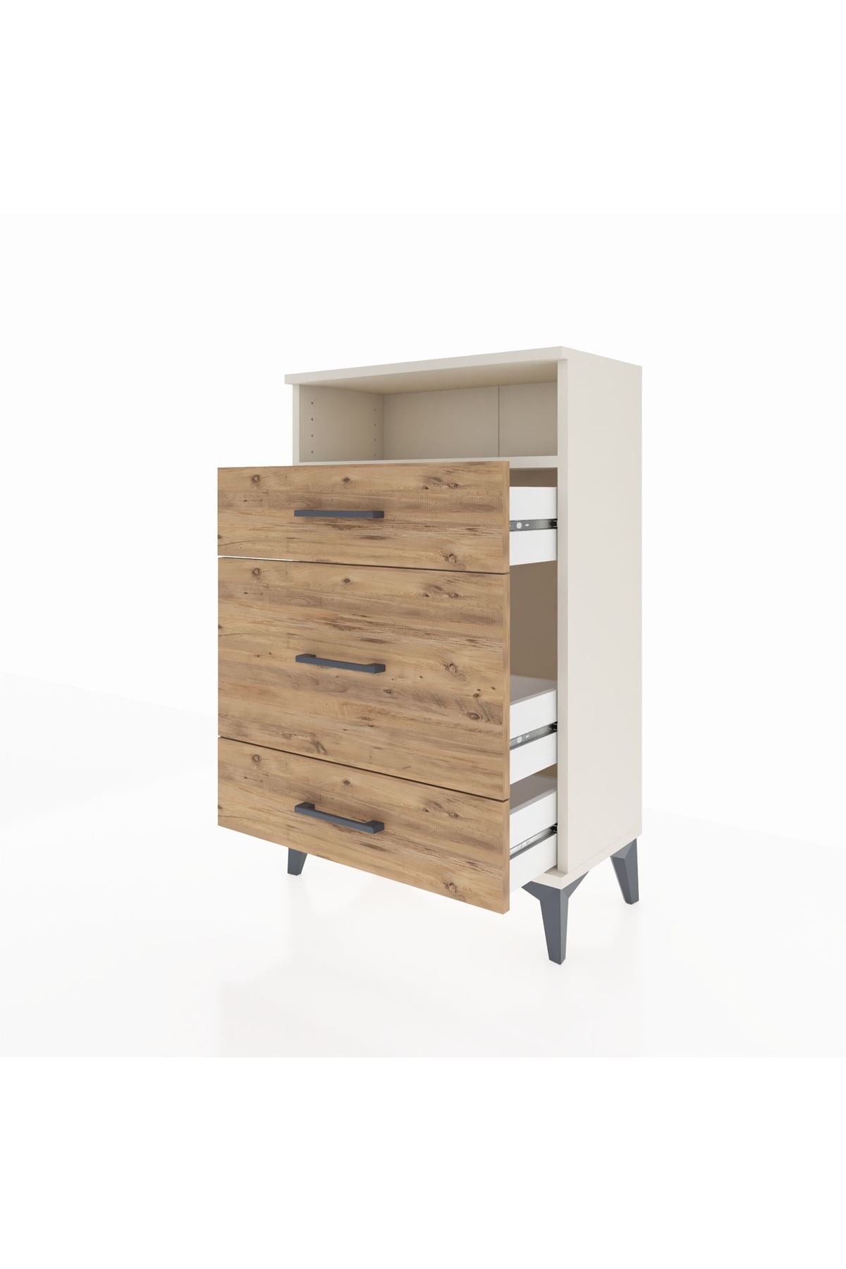Arges Komodin Tek Raflı 3 Çekmeceli 60x30x96 Aytaşı-Çam