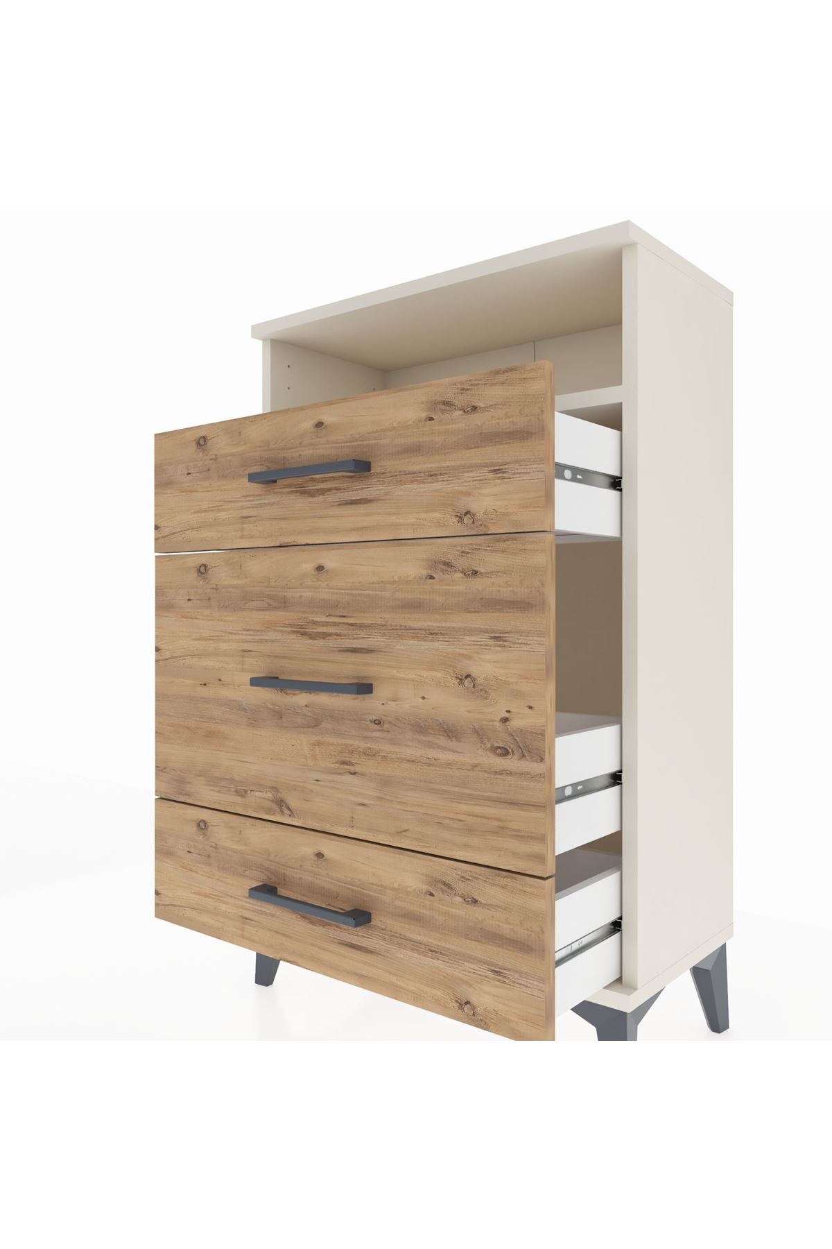 Arges Komodin Tek Raflı 3 Çekmeceli 60x30x96 Aytaşı-Çam