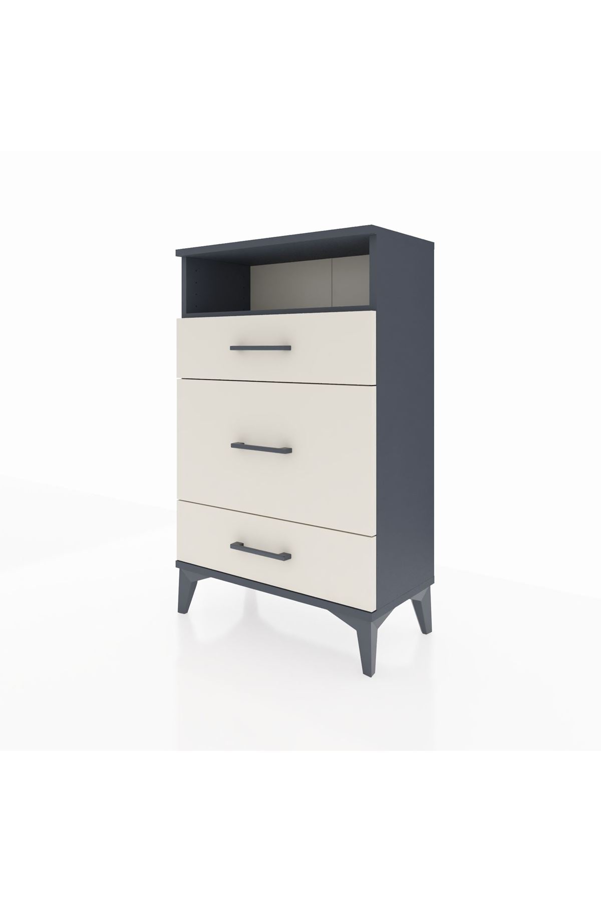 Arges Komodin Tek Raflı 3 Çekmeceli 60x30x96 Antrasit-Aytaşı