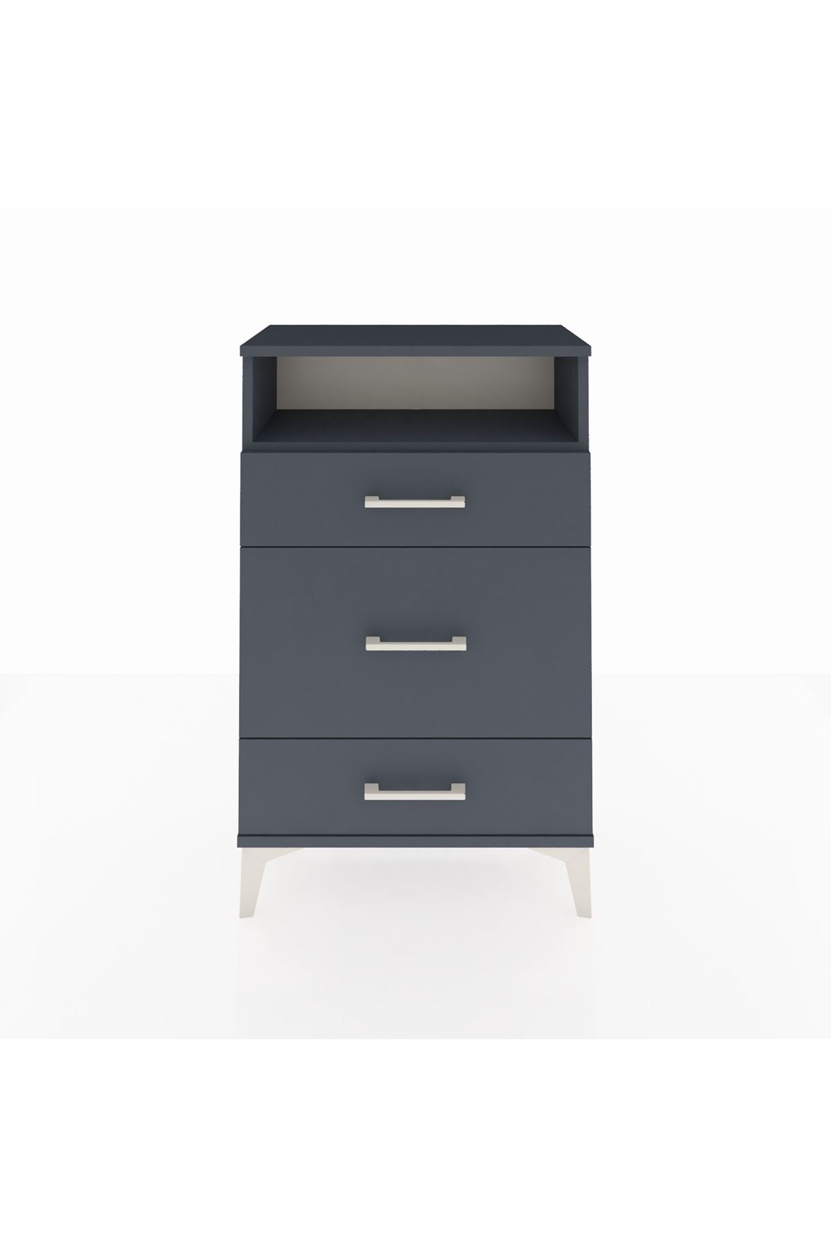 Arges Komodin Tek Raflı 3 Çekmeceli 60x30x96 Antrasit-Antrasit