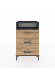 Arges Komodin Tek Raflı 3 Çekmeceli 60x30x96 Antrasit-Çam