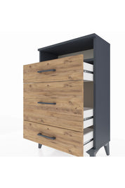 Arges Komodin Tek Raflı 3 Çekmeceli 60x30x96 Antrasit-Çam
