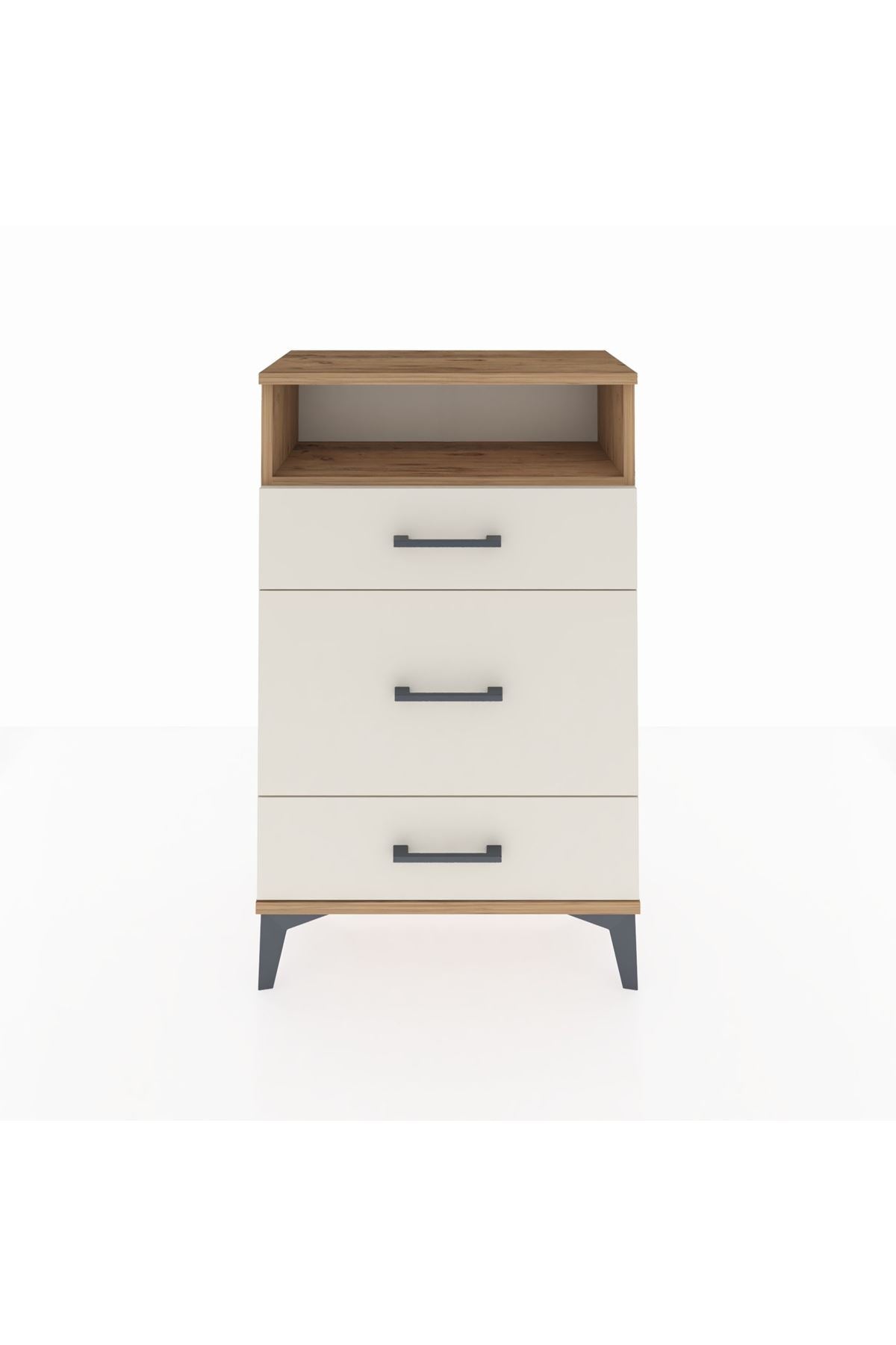 Arges Komodin Tek Raflı 3 Çekmeceli 60x30x96 Çam-Aytaşı