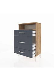 Arges Komodin Tek Raflı 3 Çekmeceli 60x30x96 Çam-Antrasit