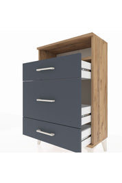 Arges Komodin Tek Raflı 3 Çekmeceli 60x30x96 Çam-Antrasit