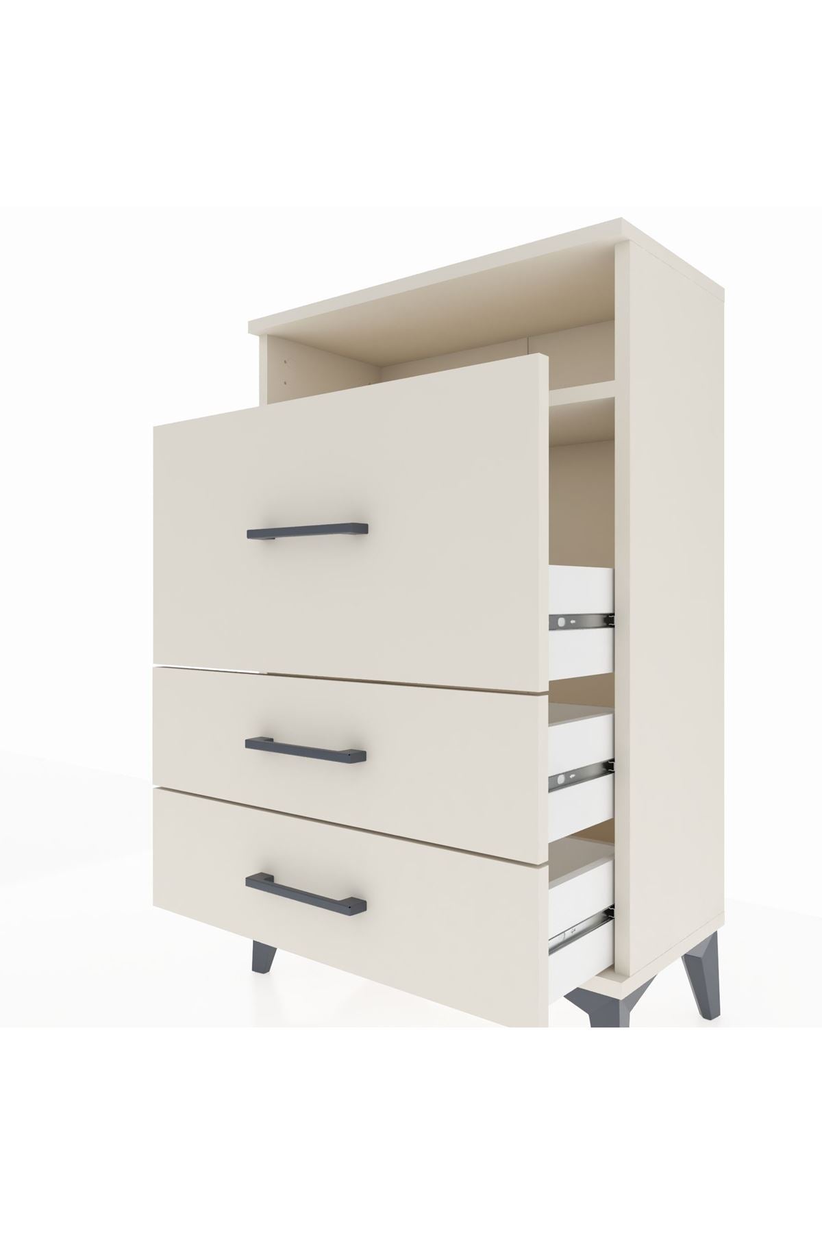 Arges Komodin Tek Raflı 3 Çekmeceli 60x30x96 Aytaşı-Aytaşı