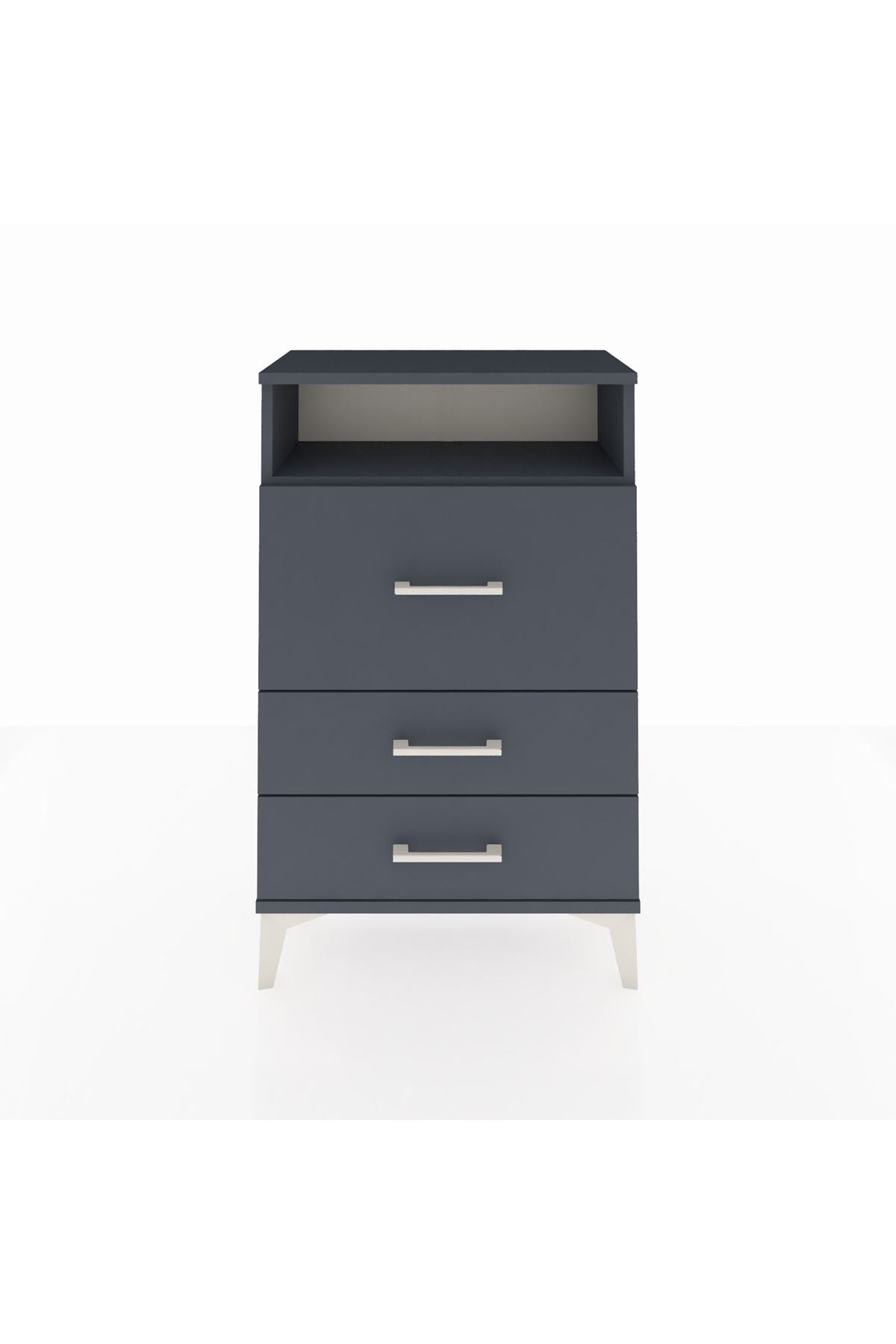 Arges Komodin Tek Raflı 3 Çekmeceli 60x30x96 Antrasit-Antrasit