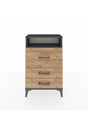 Arges Komodin Tek Raflı 3 Çekmeceli 60x30x96 Antrasit-Çam