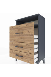 Arges Komodin Tek Raflı 3 Çekmeceli 60x30x96 Antrasit-Çam