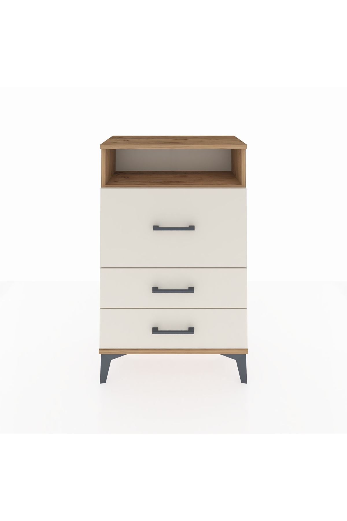 Arges Komodin Tek Raflı 3 Çekmeceli 60x30x96 Çam-Aytaşı