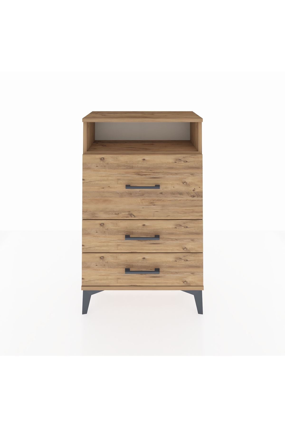 Arges Komodin Tek Raflı 3 Çekmeceli 60x30x96 Çam-Çam