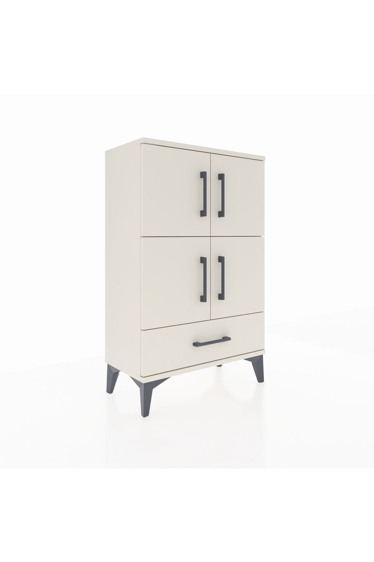 Arges Komodin 4 Raflı Tek Çekmeceli 4 Kapaklı 60x30x96 Aytaşı-Aytaşı