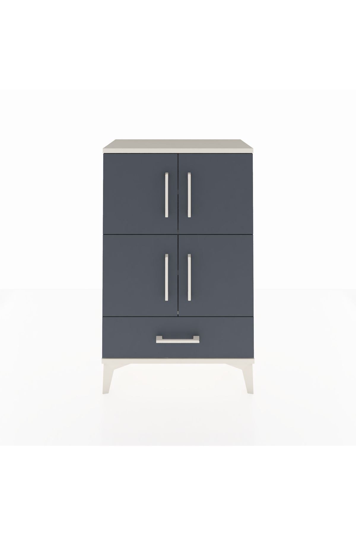 Arges Komodin 4 Raflı Tek Çekmeceli 4 Kapaklı 60x30x96 Aytaşı-Antrasit