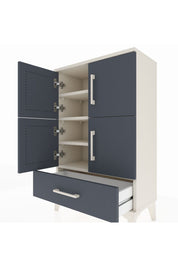 Arges Komodin 4 Raflı Tek Çekmeceli 4 Kapaklı 60x30x96 Aytaşı-Antrasit