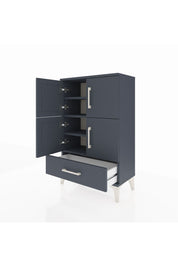 Arges Komodin 4 Raflı Tek Çekmeceli 4 Kapaklı 60x30x96 Antrasit-Antrasit
