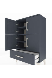 Arges Komodin 4 Raflı Tek Çekmeceli 4 Kapaklı 60x30x96 Antrasit-Antrasit