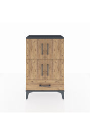 Arges Komodin 4 Raflı Tek Çekmeceli 4 Kapaklı 60x30x96 Antrasit-Çam