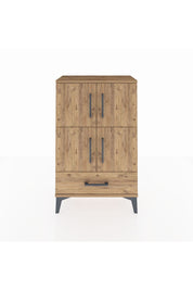 Arges Komodin 4 Raflı Tek Çekmeceli 4 Kapaklı 60x30x96 Çam-Çam
