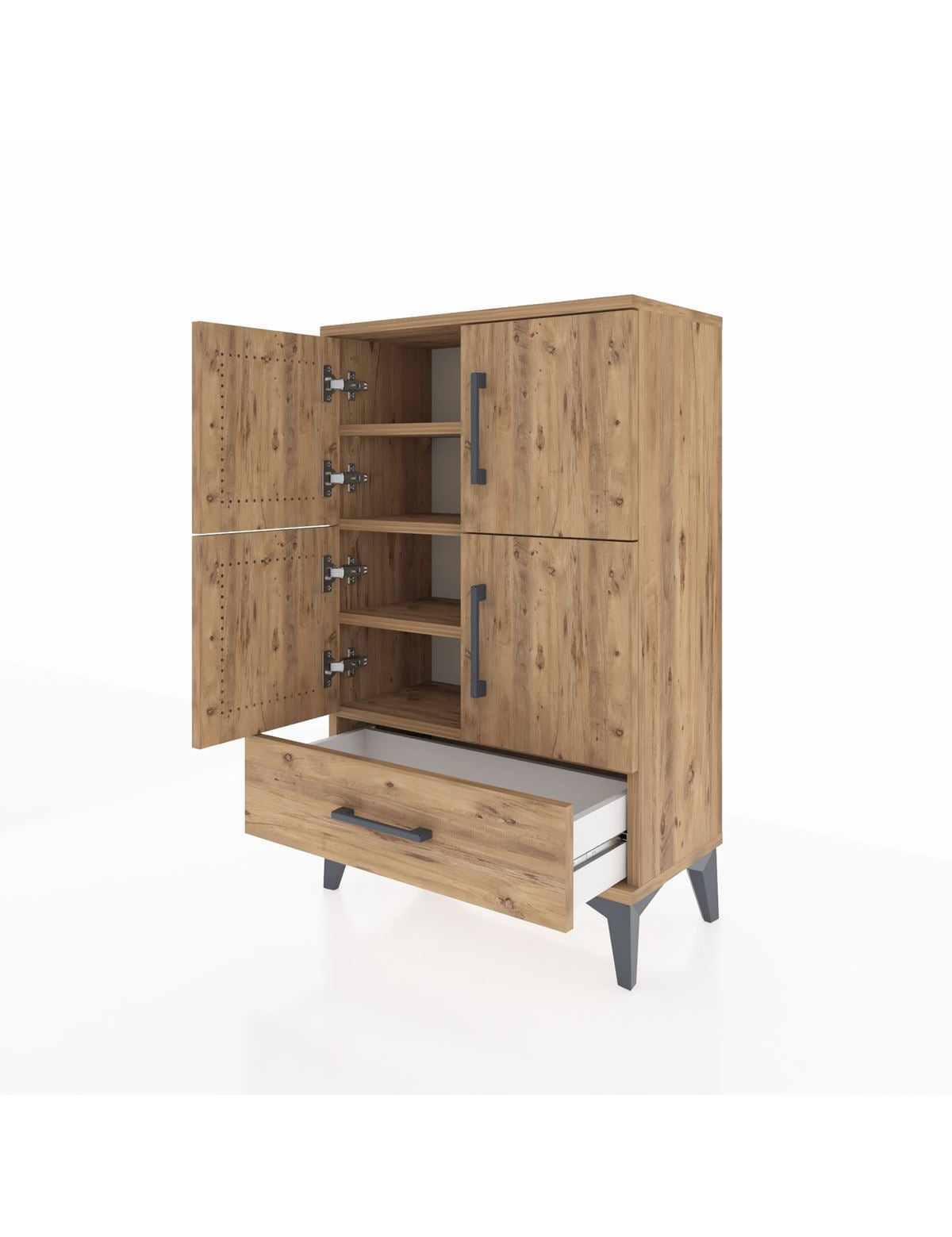 Arges Komodin 4 Raflı Tek Çekmeceli 4 Kapaklı 60x30x96 - S14M020V9A