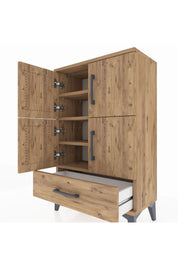 Arges Komodin 4 Raflı Tek Çekmeceli 4 Kapaklı 60x30x96 Çam-Çam