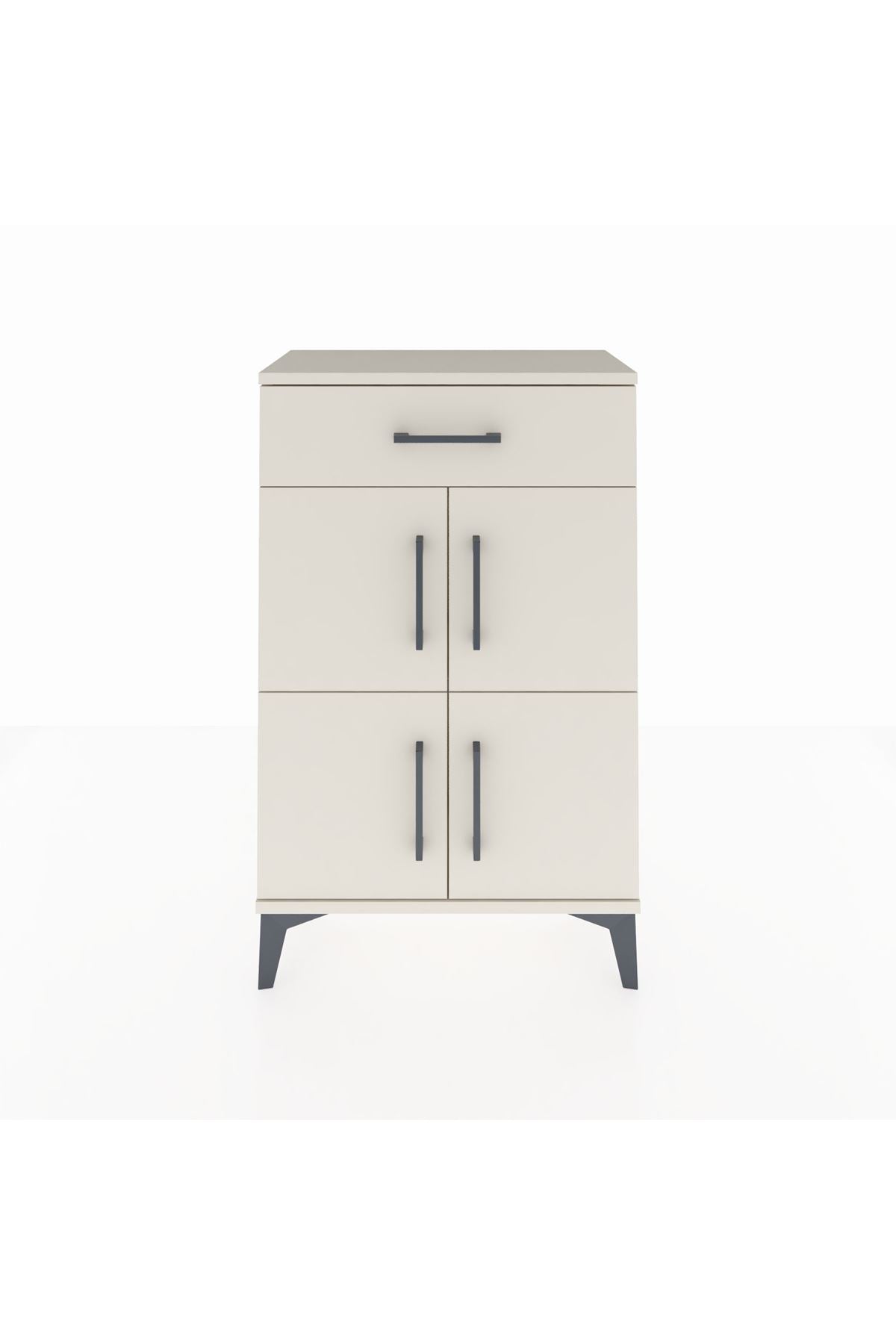 Arges Komodin Tek Raflı Tek Çekmeceli 4 Kapaklı 60x30x96 Aytaşı-Aytaşı