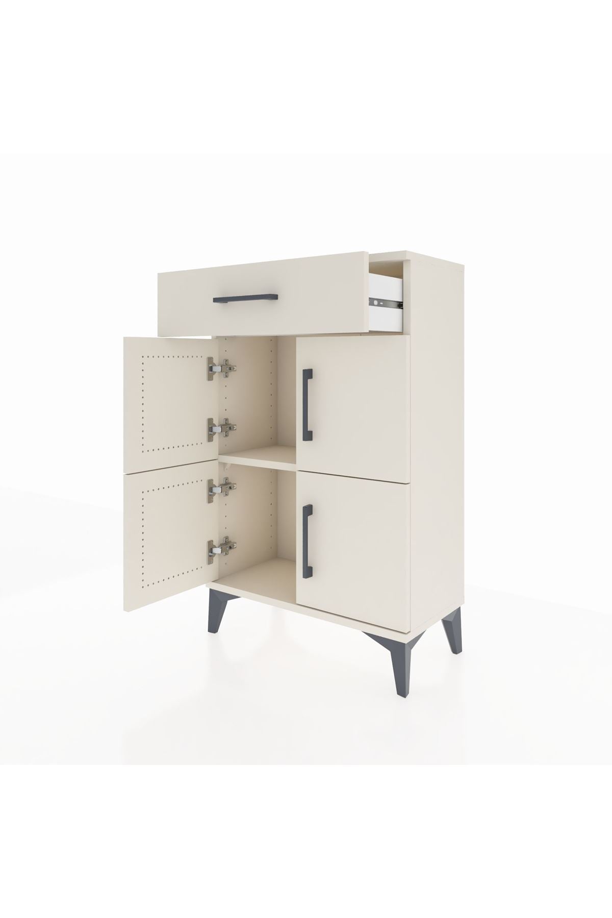 Arges Komodin Tek Raflı Tek Çekmeceli 4 Kapaklı 60x30x96 Aytaşı-Aytaşı