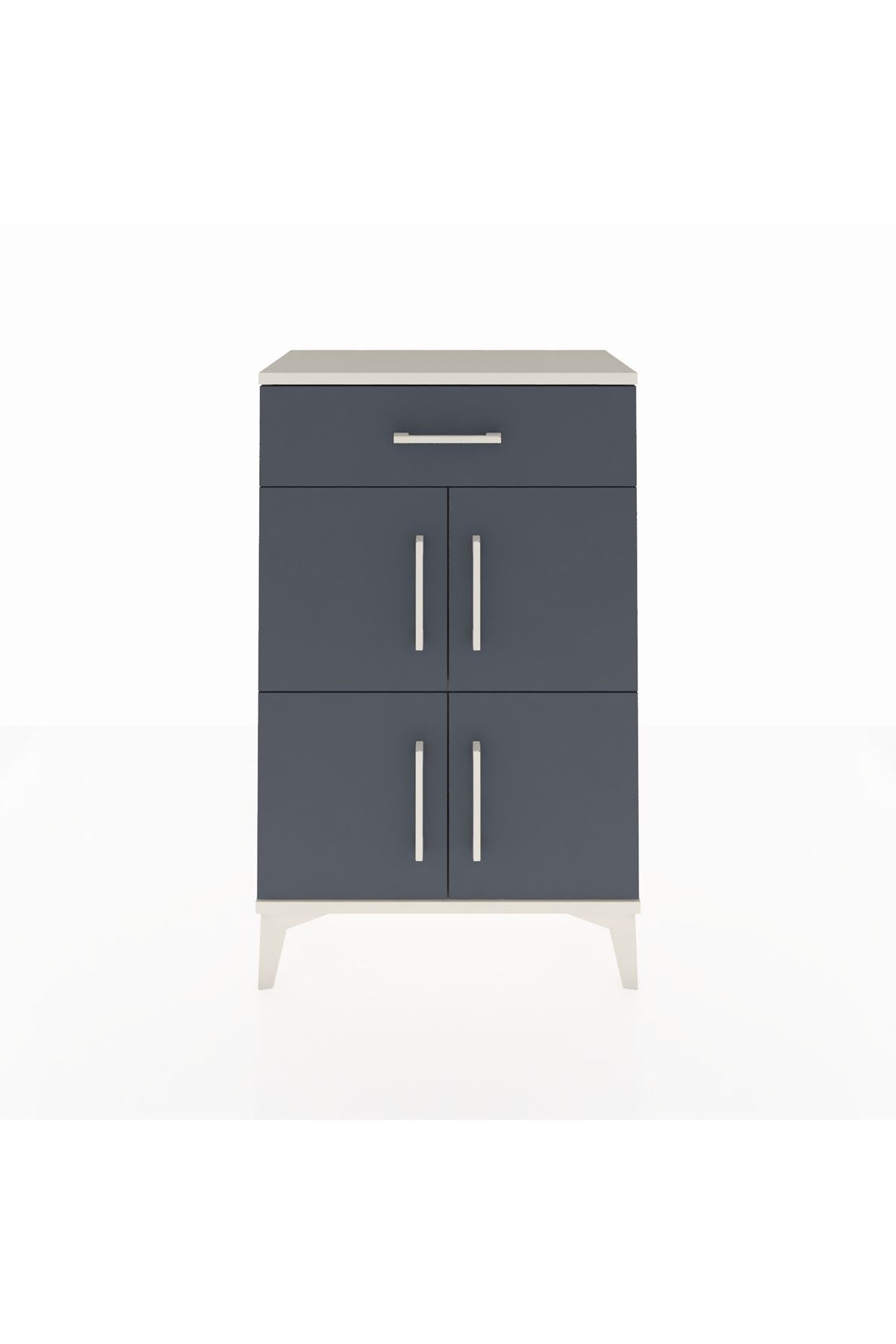 Arges Komodin Tek Raflı Tek Çekmeceli 4 Kapaklı 60x30x96 Aytaşı-Antrasit