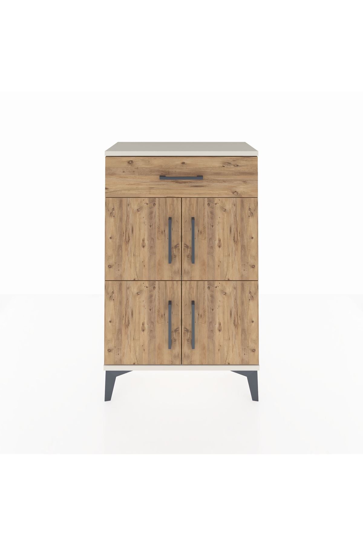 Arges Komodin Tek Raflı Tek Çekmeceli 4 Kapaklı 60x30x96 Aytaşı-Çam