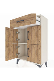 Arges Komodin Tek Raflı Tek Çekmeceli 4 Kapaklı 60x30x96 Aytaşı-Çam