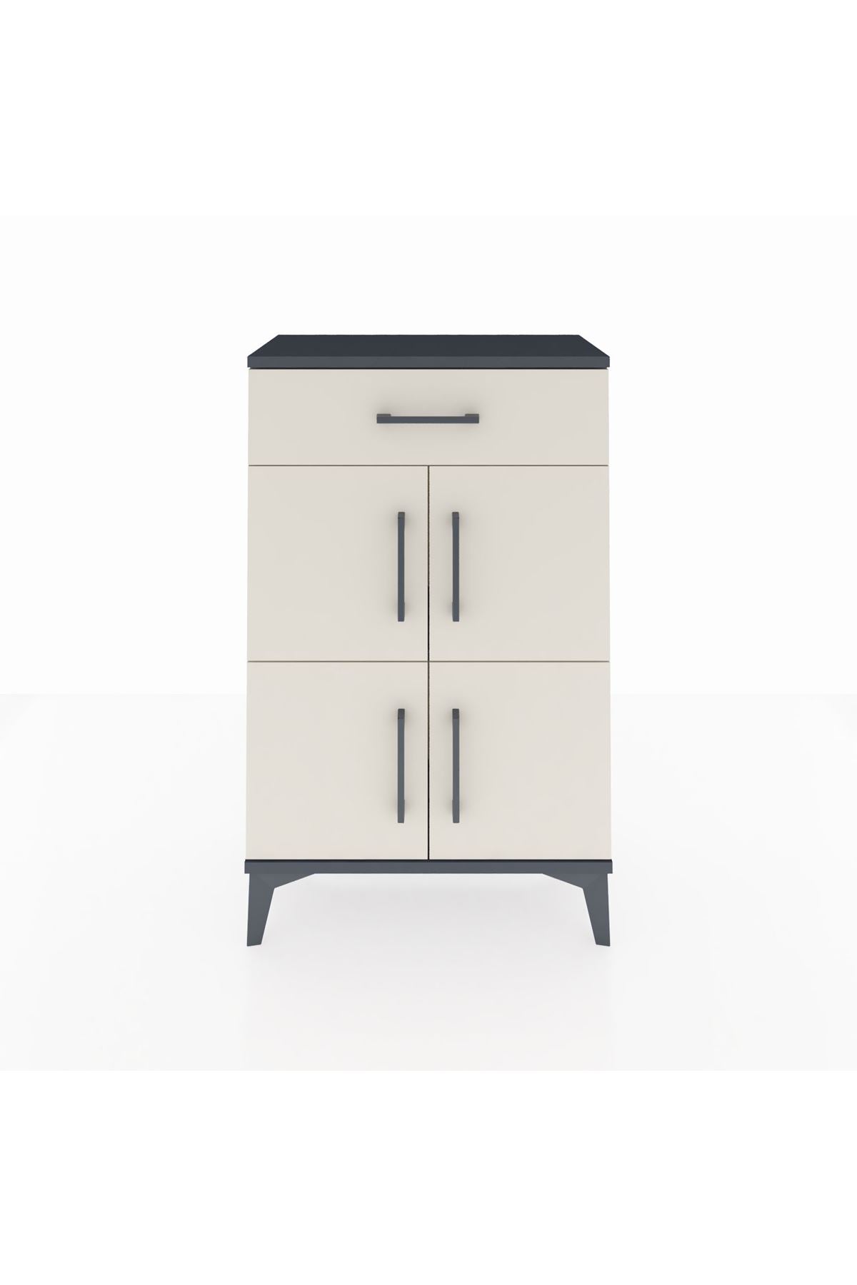 Arges Komodin Tek Raflı Tek Çekmeceli 4 Kapaklı 60x30x96 Antrasit-Aytaşı