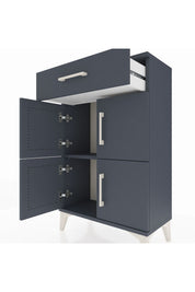 Arges Komodin Tek Raflı Tek Çekmeceli 4 Kapaklı 60x30x96 Antrasit-Antrasit