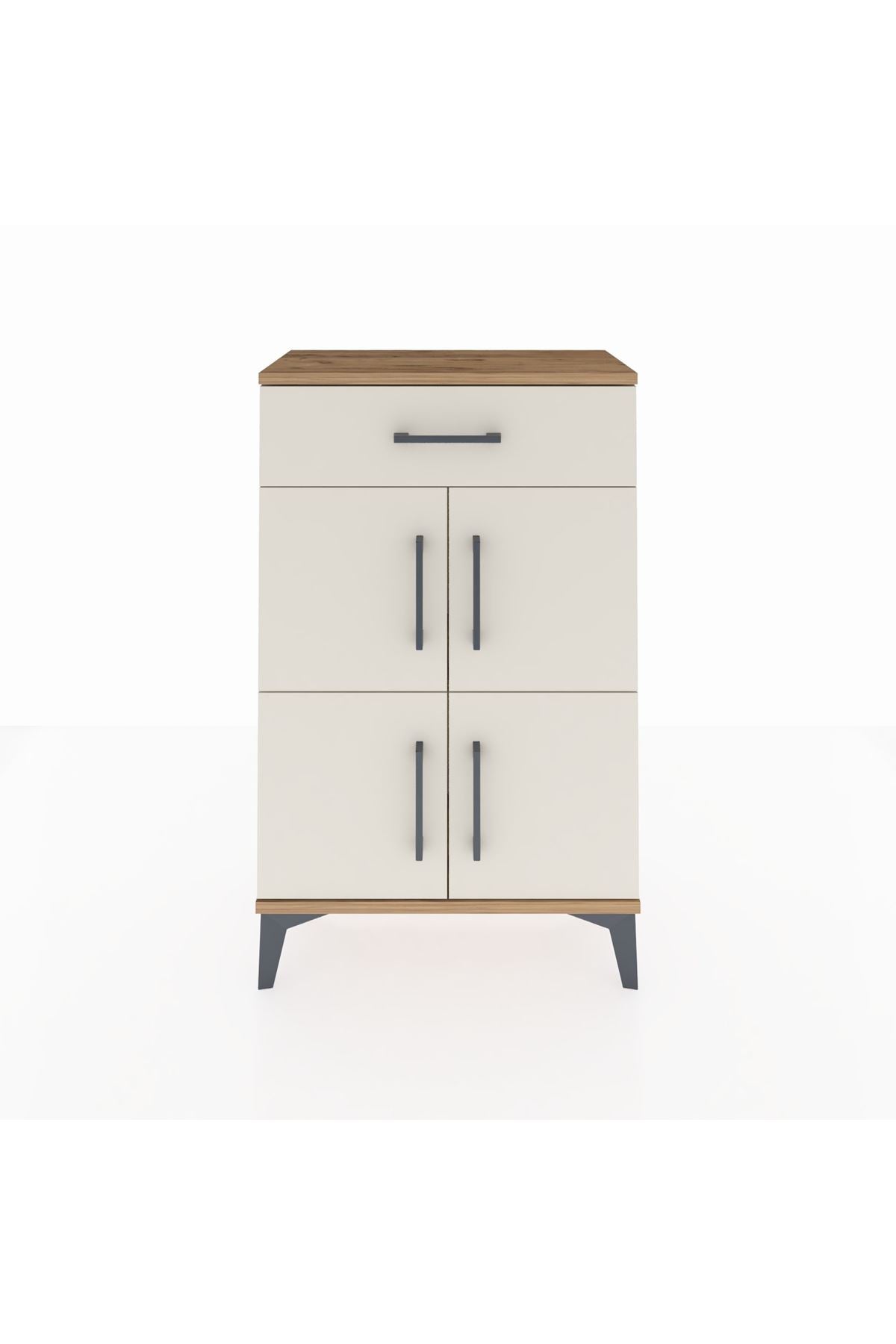 Arges Komodin Tek Raflı Tek Çekmeceli 4 Kapaklı 60x30x96 Çam-Aytaşı