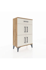 Arges Komodin Tek Raflı Tek Çekmeceli 4 Kapaklı 60x30x96 Çam-Aytaşı