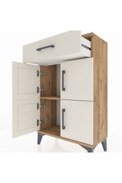 Arges Komodin Tek Raflı Tek Çekmeceli 4 Kapaklı 60x30x96 Çam-Aytaşı