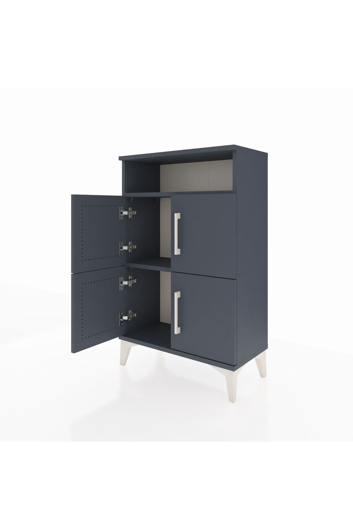 Arges Komodin Tek Raflı 4 Kapaklı 60x30x96 Antrasit-Antrasit