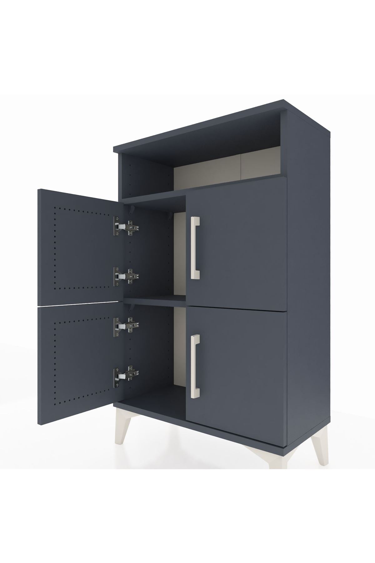 Arges Komodin Tek Raflı 4 Kapaklı 60x30x96 Antrasit-Antrasit