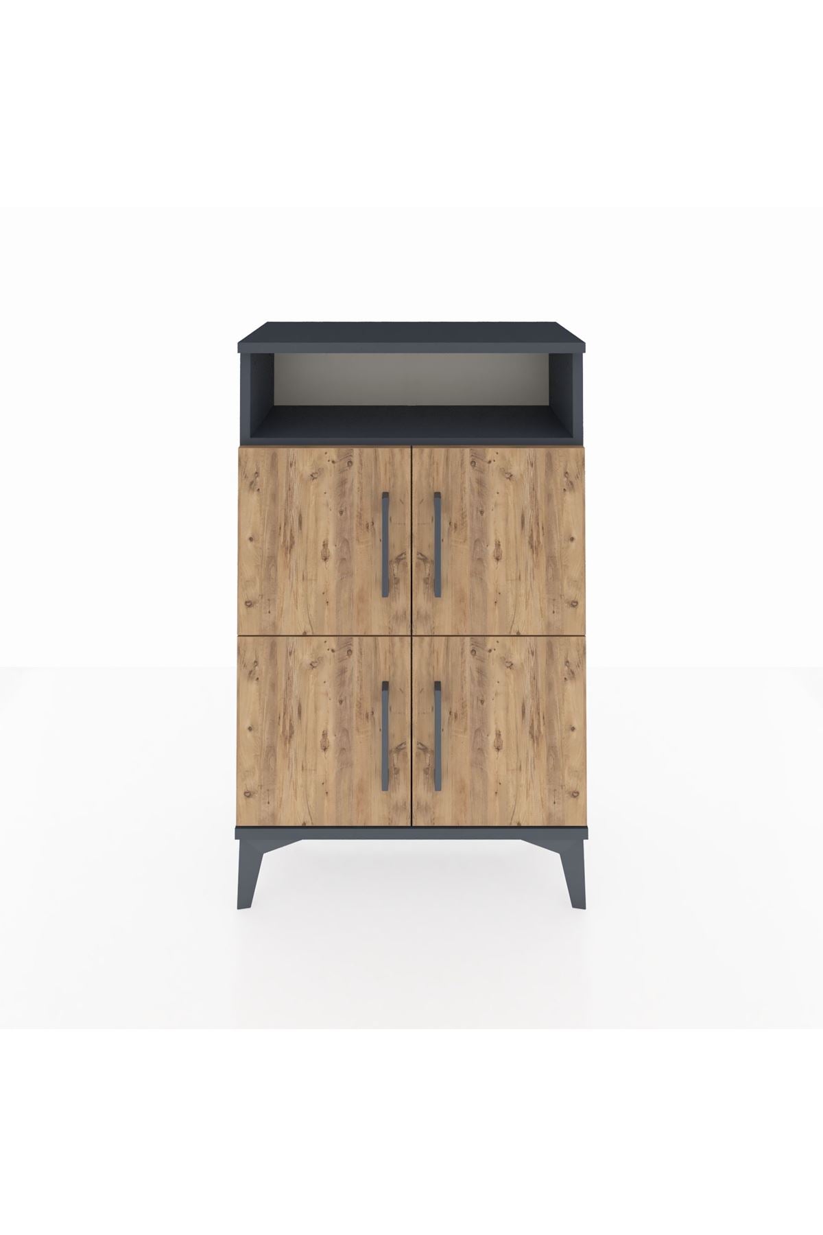 Arges Komodin Tek Raflı 4 Kapaklı 60x30x96 Antrasit-Çam