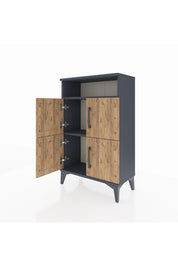 Arges Komodin Tek Raflı 4 Kapaklı 60x30x96 Antrasit-Çam