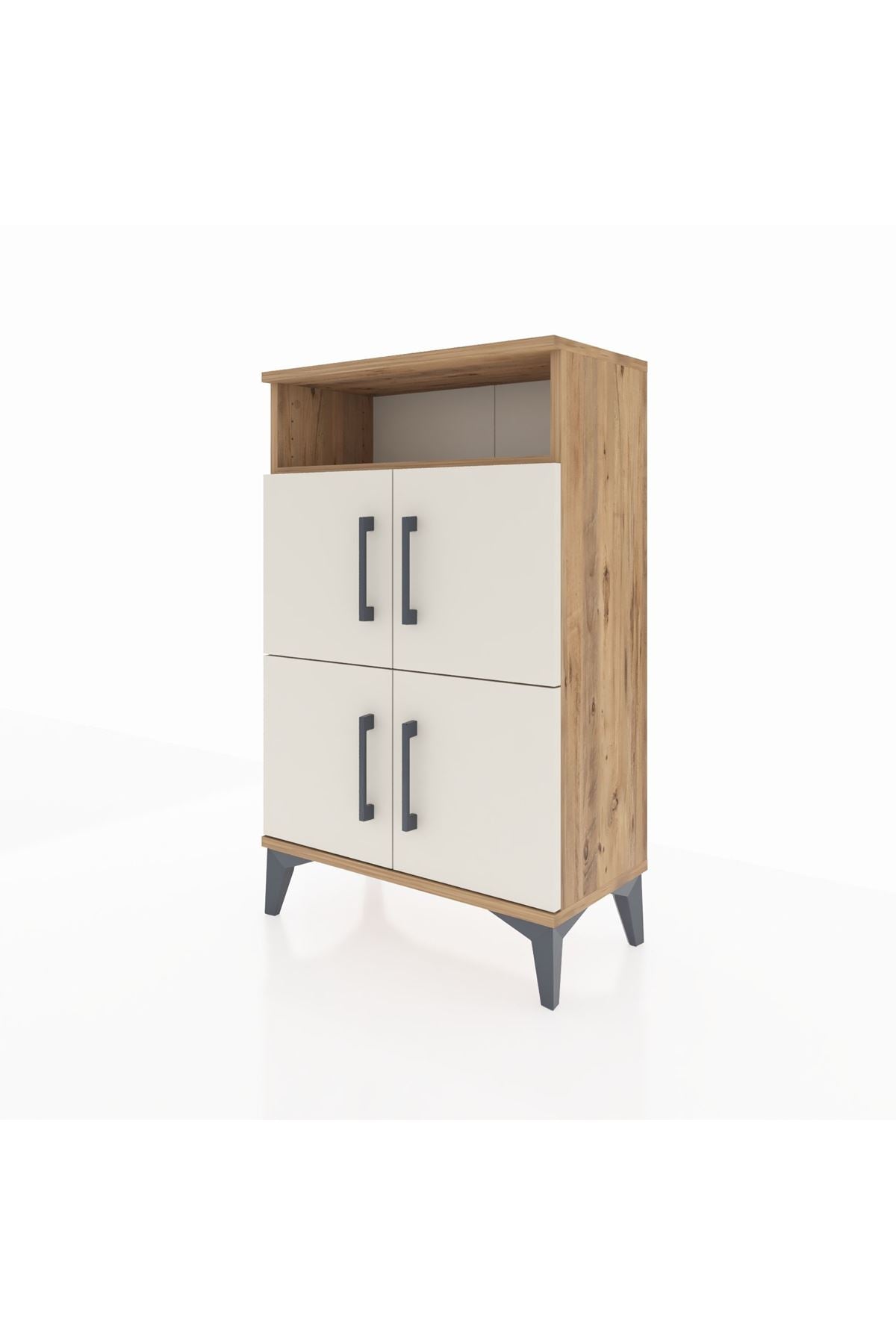 Arges Komodin Tek Raflı 4 Kapaklı 60x30x96 Çam-Aytaşı