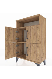 Arges Komodin Tek Raflı 4 Kapaklı 60x30x96 Çam-Çam