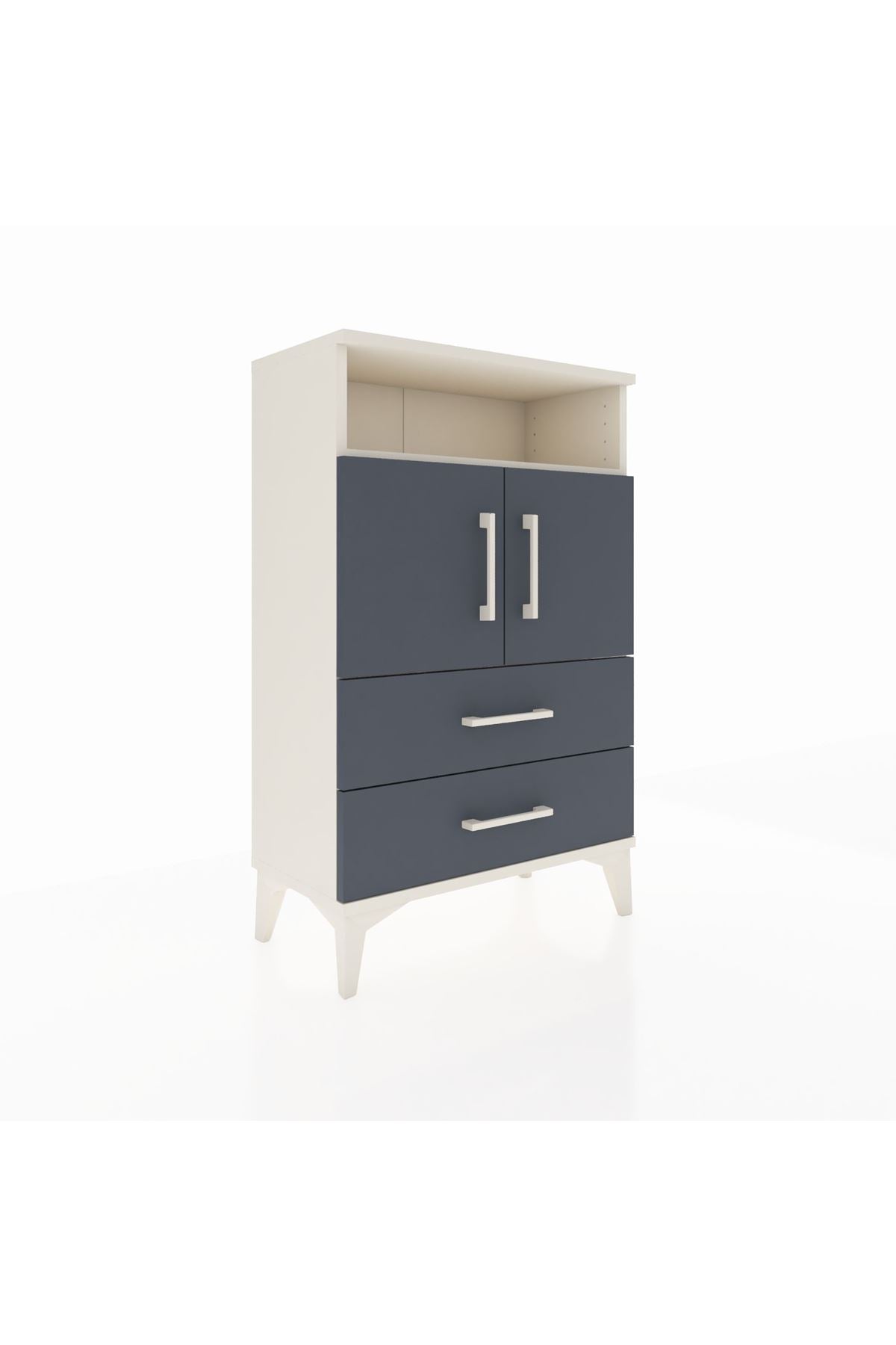 Arges Komodin 2 Raflı 2 Çekmeceli 2 Kapaklı 60x30x96 Aytaşı-Antrasit