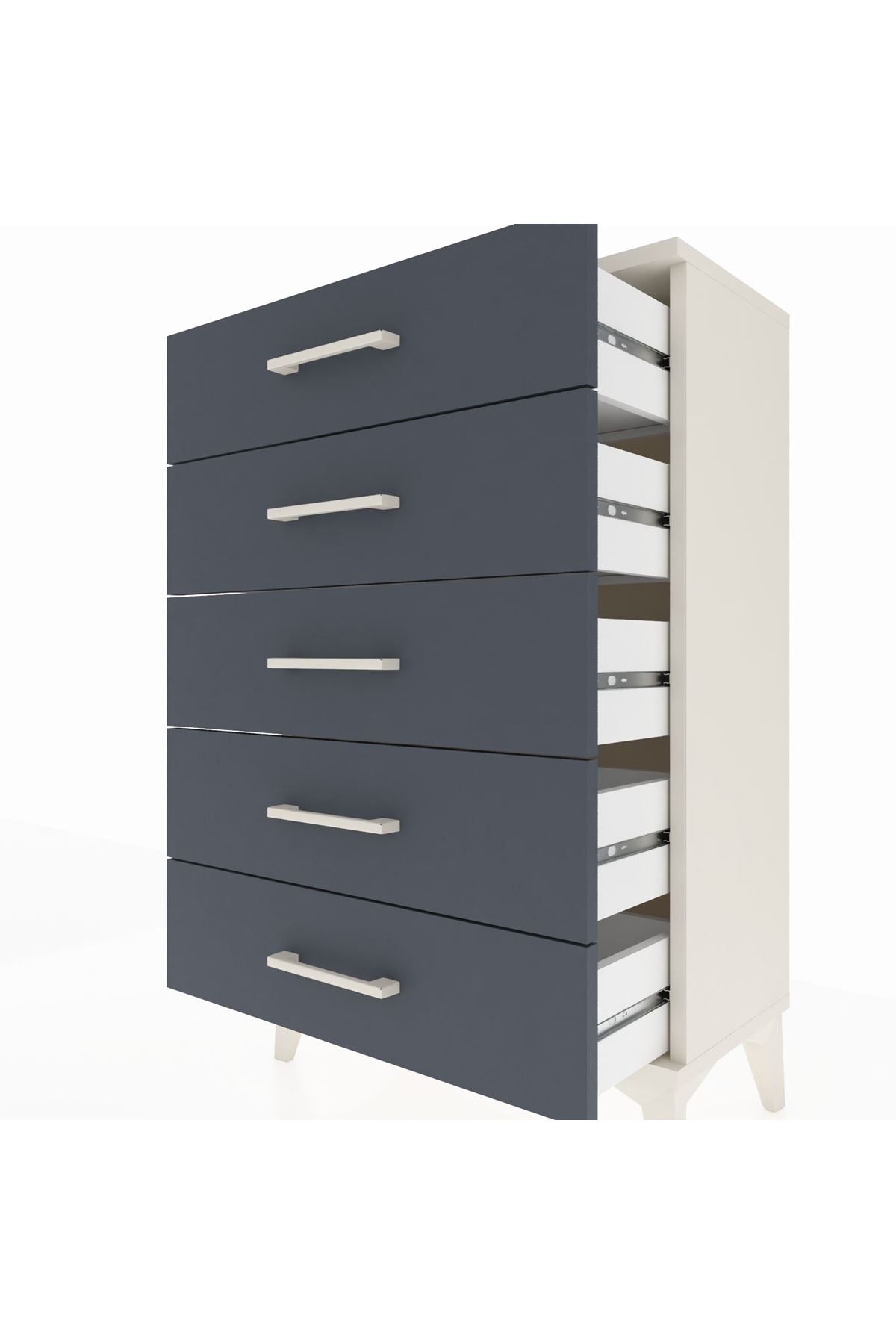 Arges Komodin 5 Çekmeceli 60x30x96 Aytaşı-Antrasit