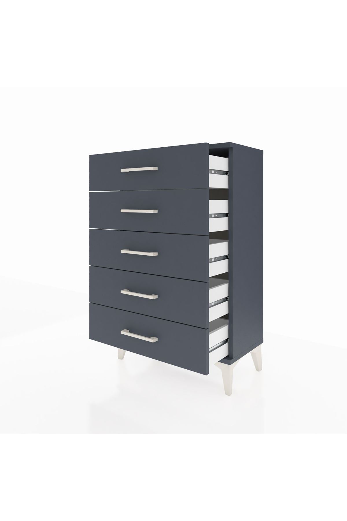 Arges Komodin 5 Çekmeceli 60x30x96 Antrasit-Antrasit