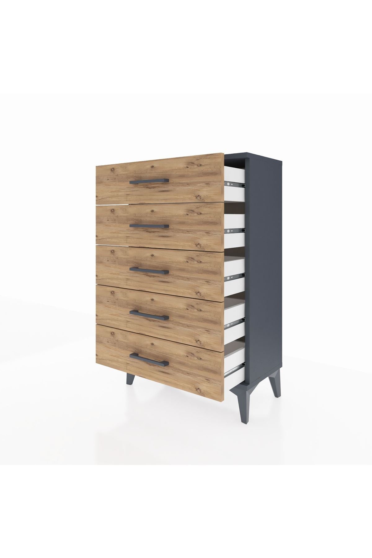 Arges Komodin 5 Çekmeceli 60x30x96 Antrasit-Çam